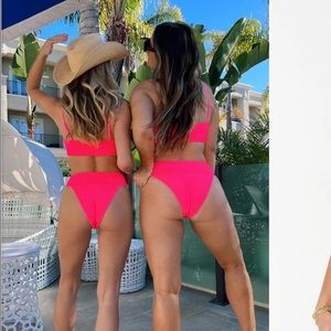 Show Me Your MuMu Del Ray Neon Pink Scrunch Bikini Bottom Size Medium